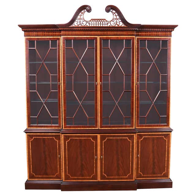 Rustic Breakfront Burled Breakfront For Sale at 1stDibs