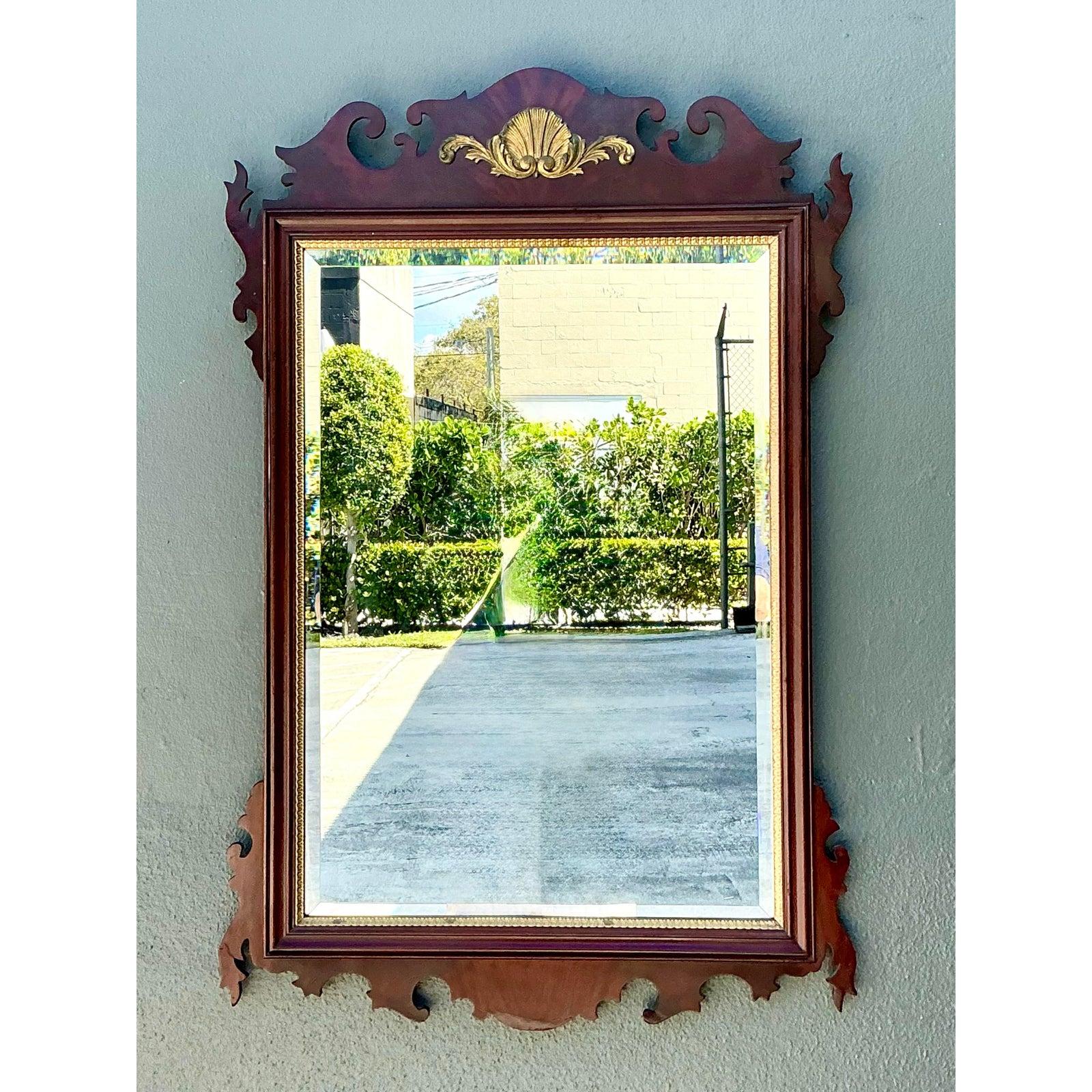 Vintage Councill Chippendale Clam Shell Mirror For Sale at 1stDibs