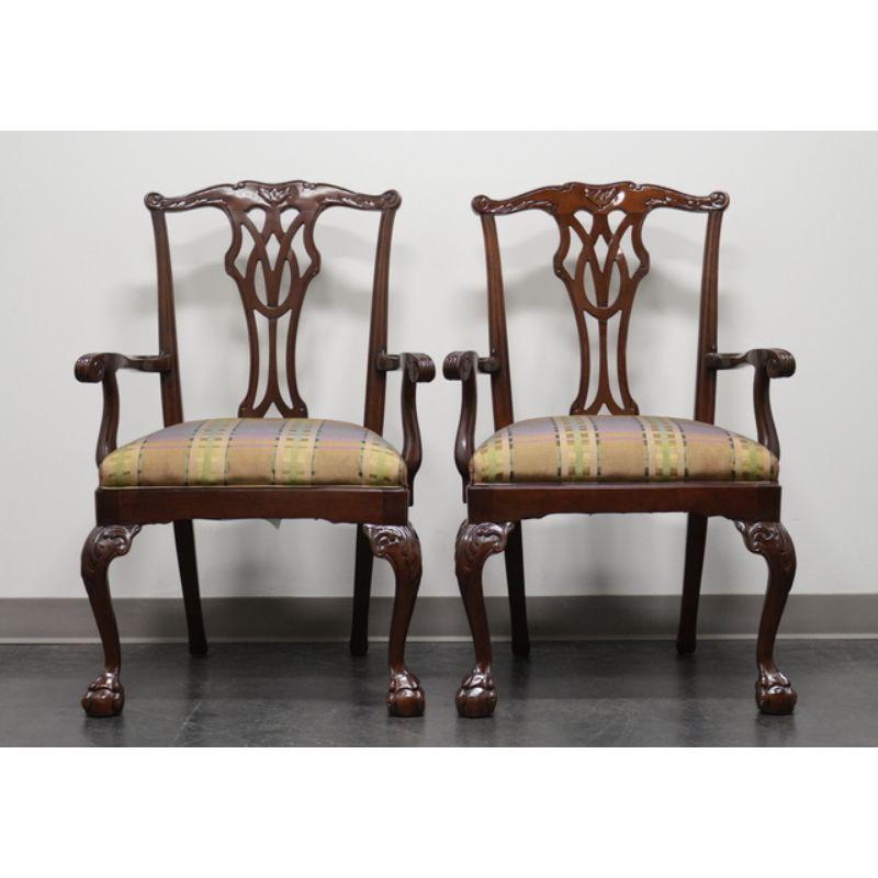 American COUNCILL Mahogany Chippendale Ball in Claw Dining Armchairs - Pair