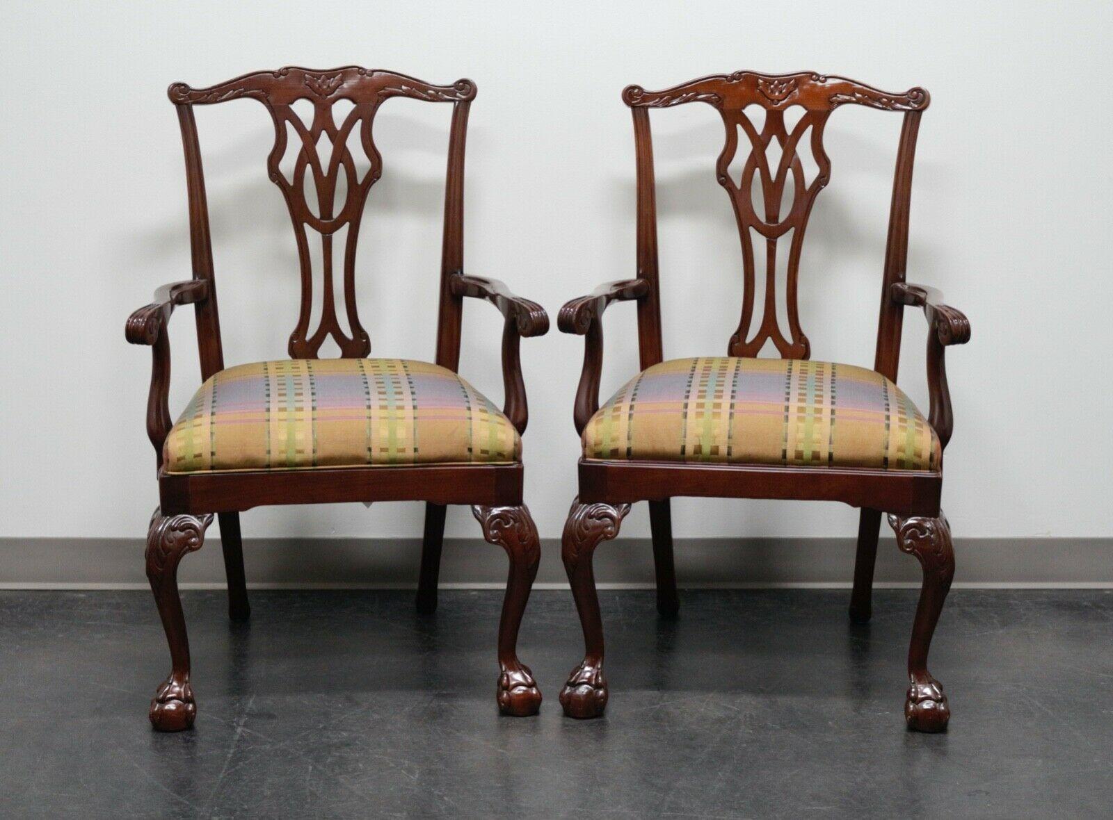 COUNCILL Mahogany Chippendale Ball in Claw Dining Armchairs - Pair 8