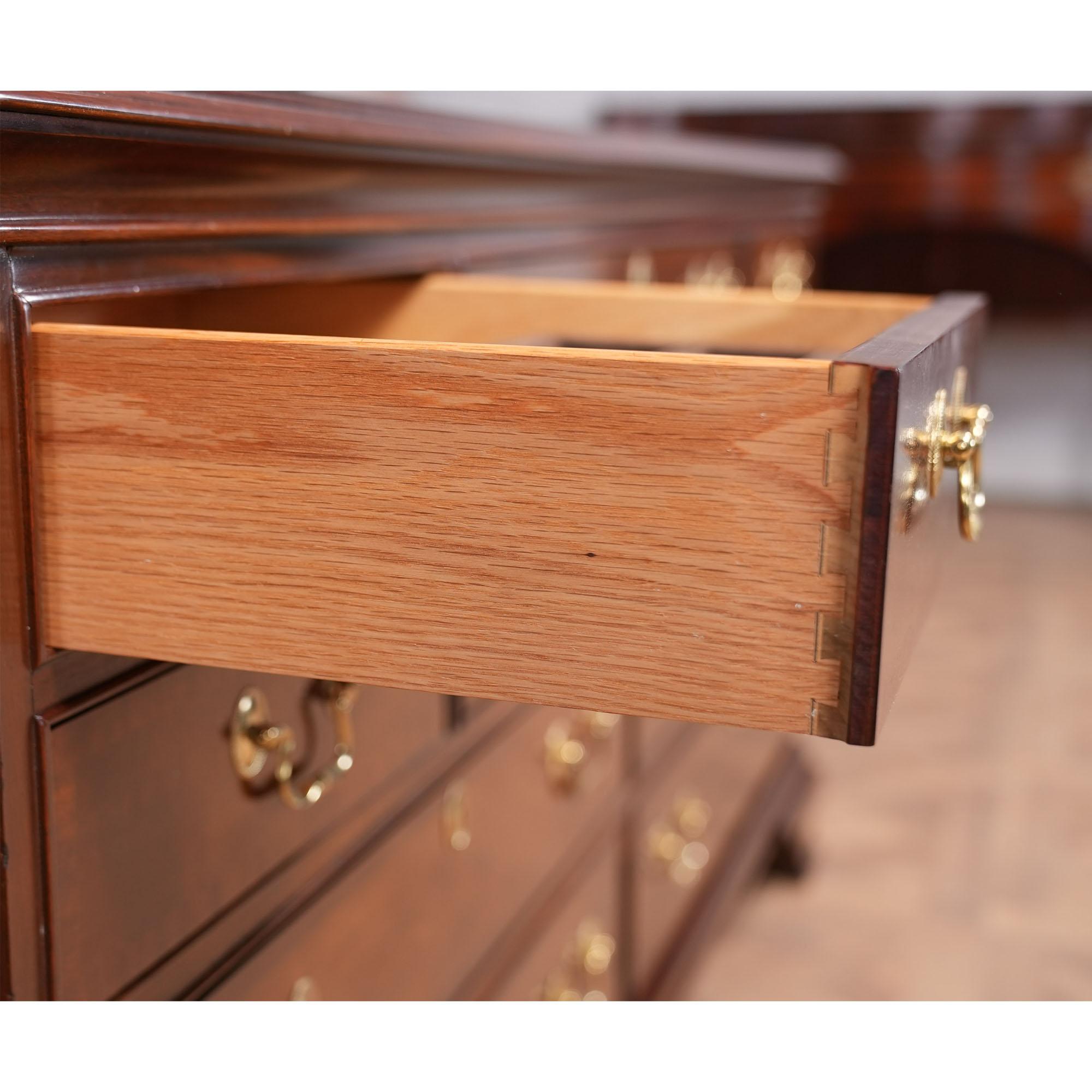 Mahogany Vintage Councill Triple Dresser and Mirror For Sale