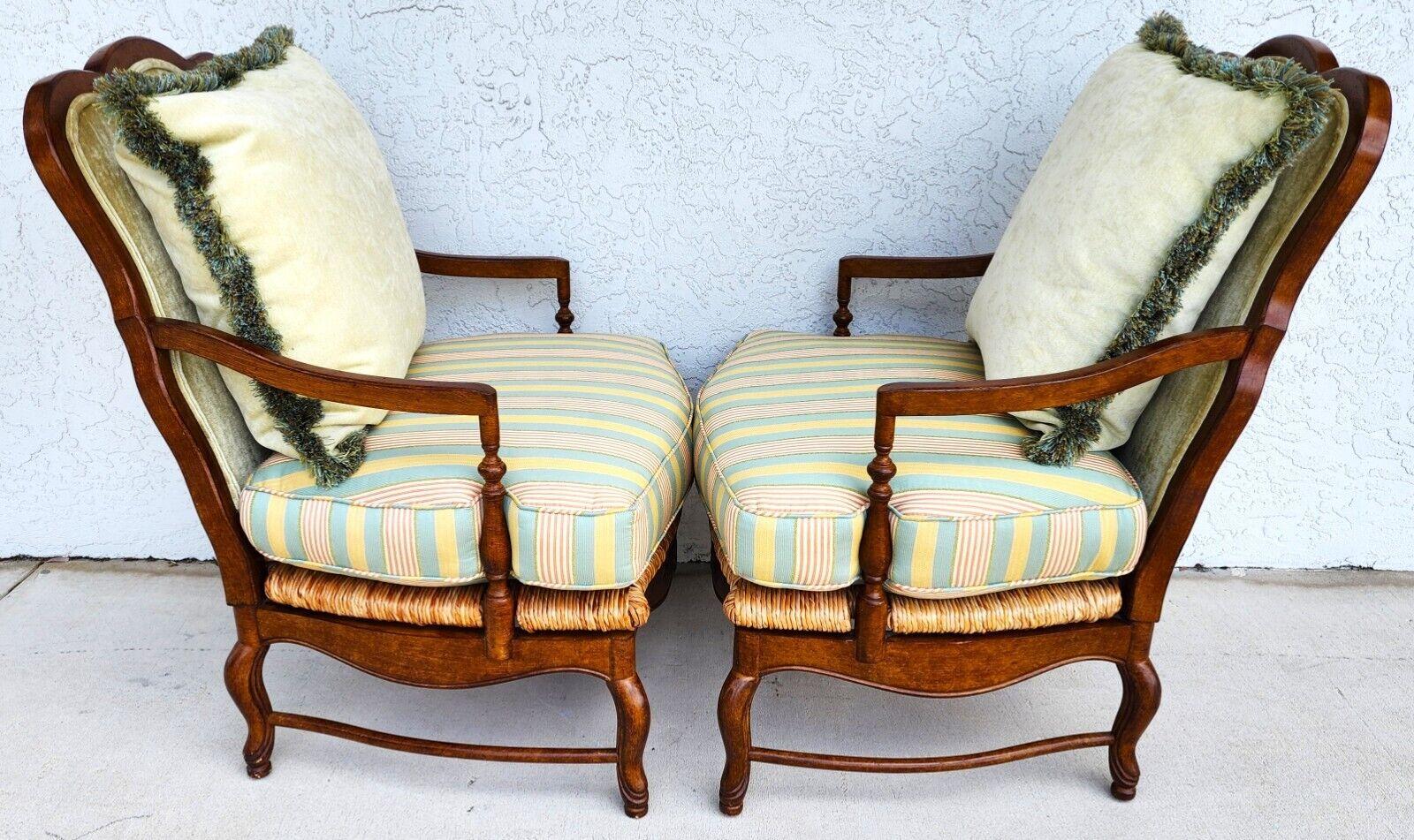 Vintage Country French Armchairs Rush Seats, Set of 2 4