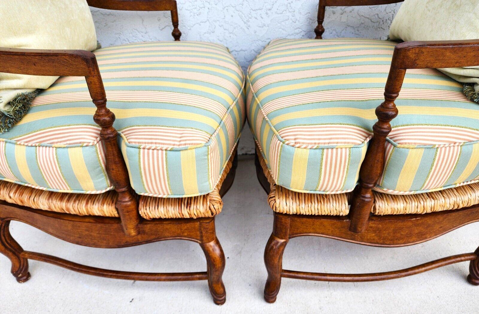 Vintage Country French Armchairs Rush Seats, Set of 2 5