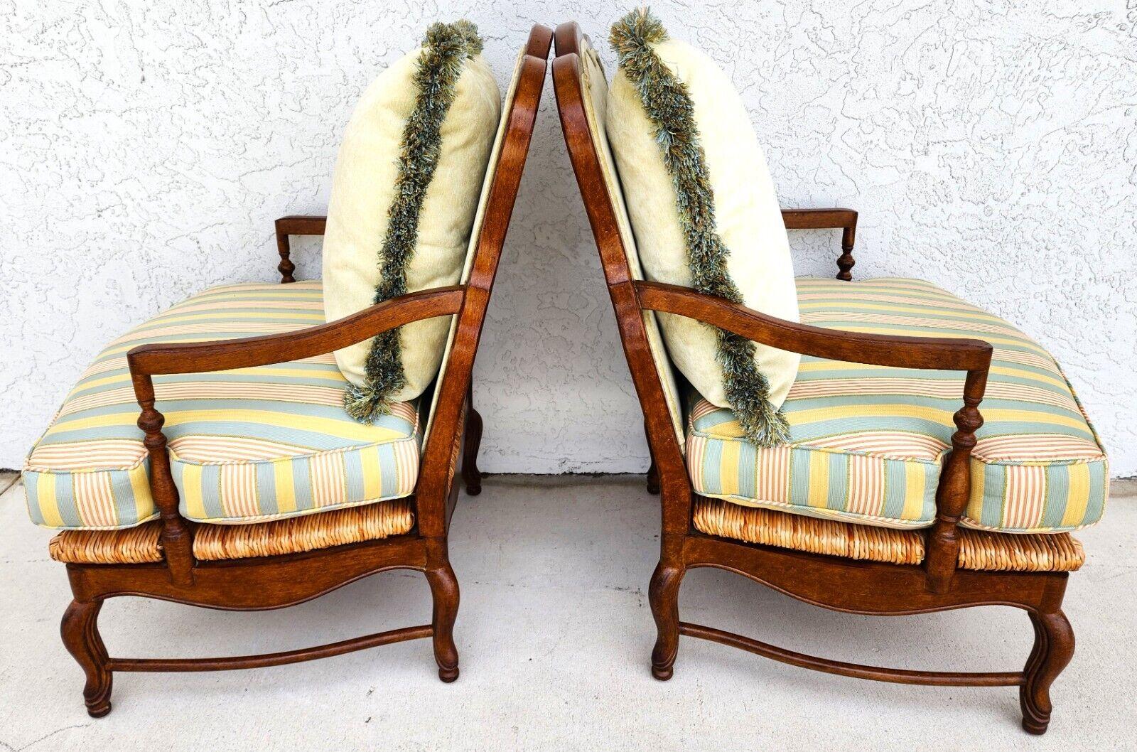 Vintage Country French Armchairs Rush Seats, Set of 2 2
