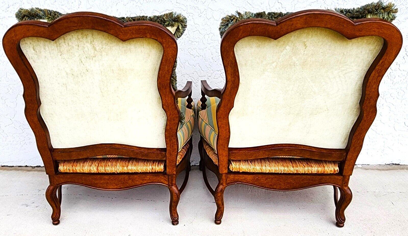 Vintage Country French Armchairs Rush Seats, Set of 2 3