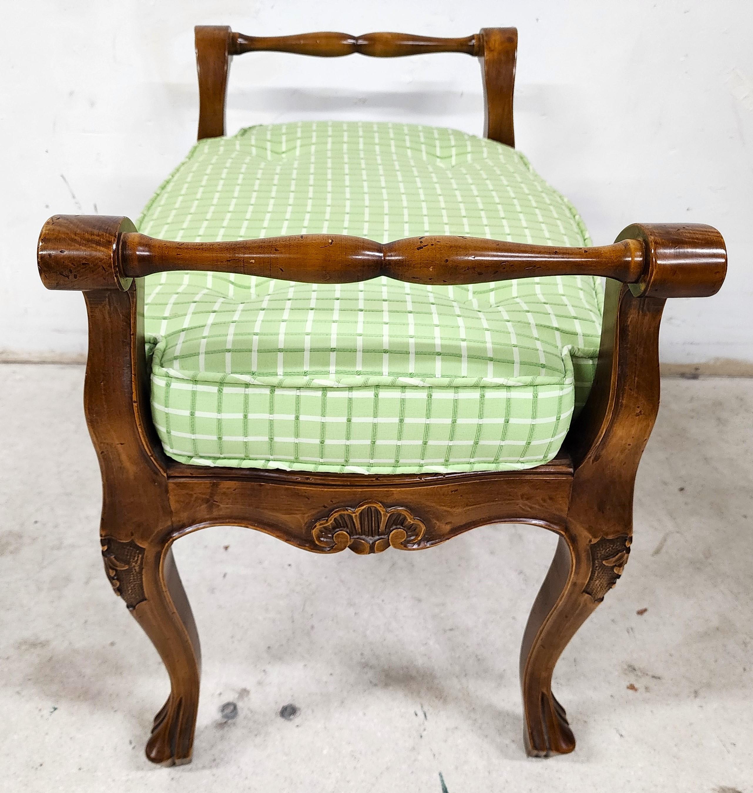 Italian Vintage Country French Bench with Cane Sea Reversible Cushion