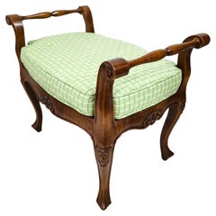 Vintage Country French Bench with Cane Sea Reversible Cushion