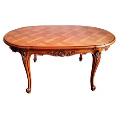 Vintage Country French Louis XV Style Dining Table with Extensions