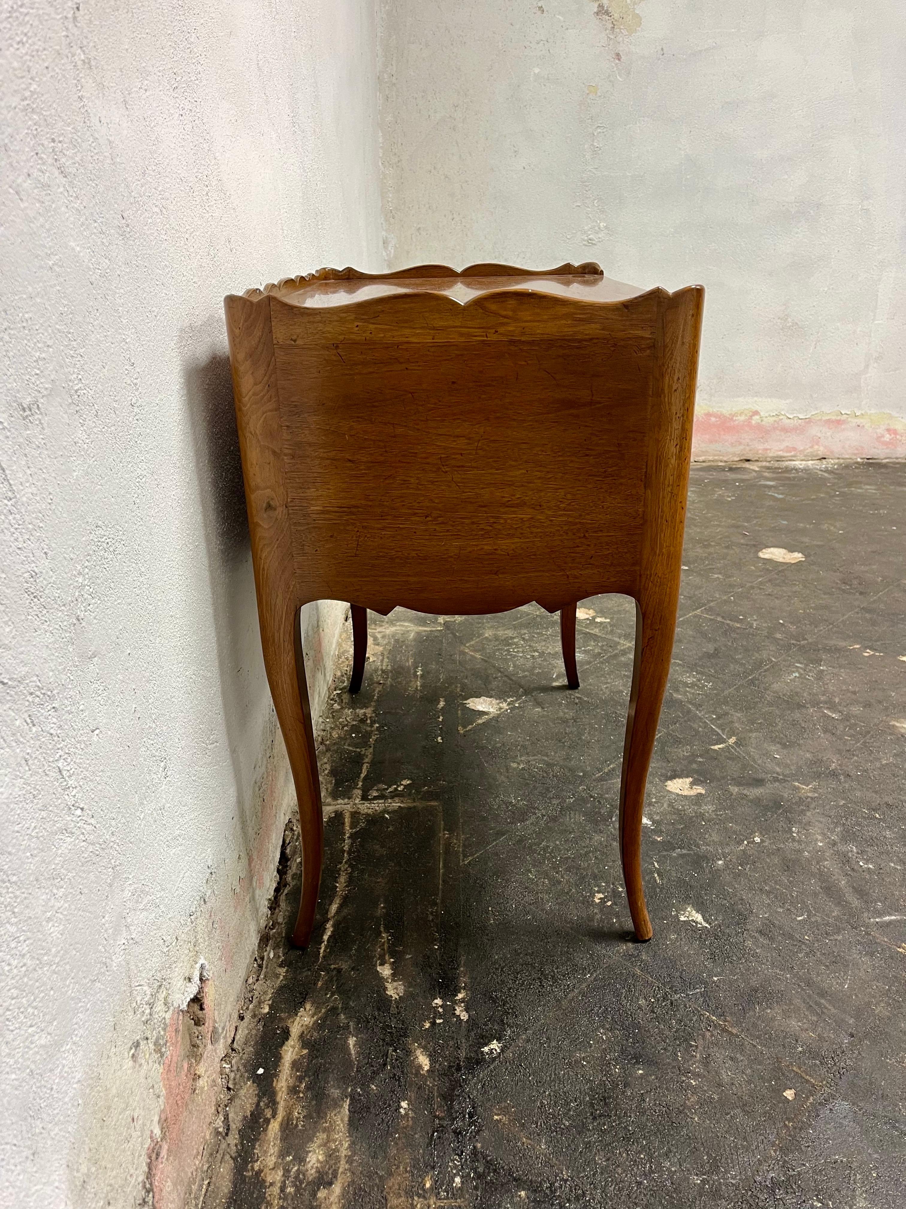 Brass Vintage Country French Louis XV Tambour Bedside Side Table