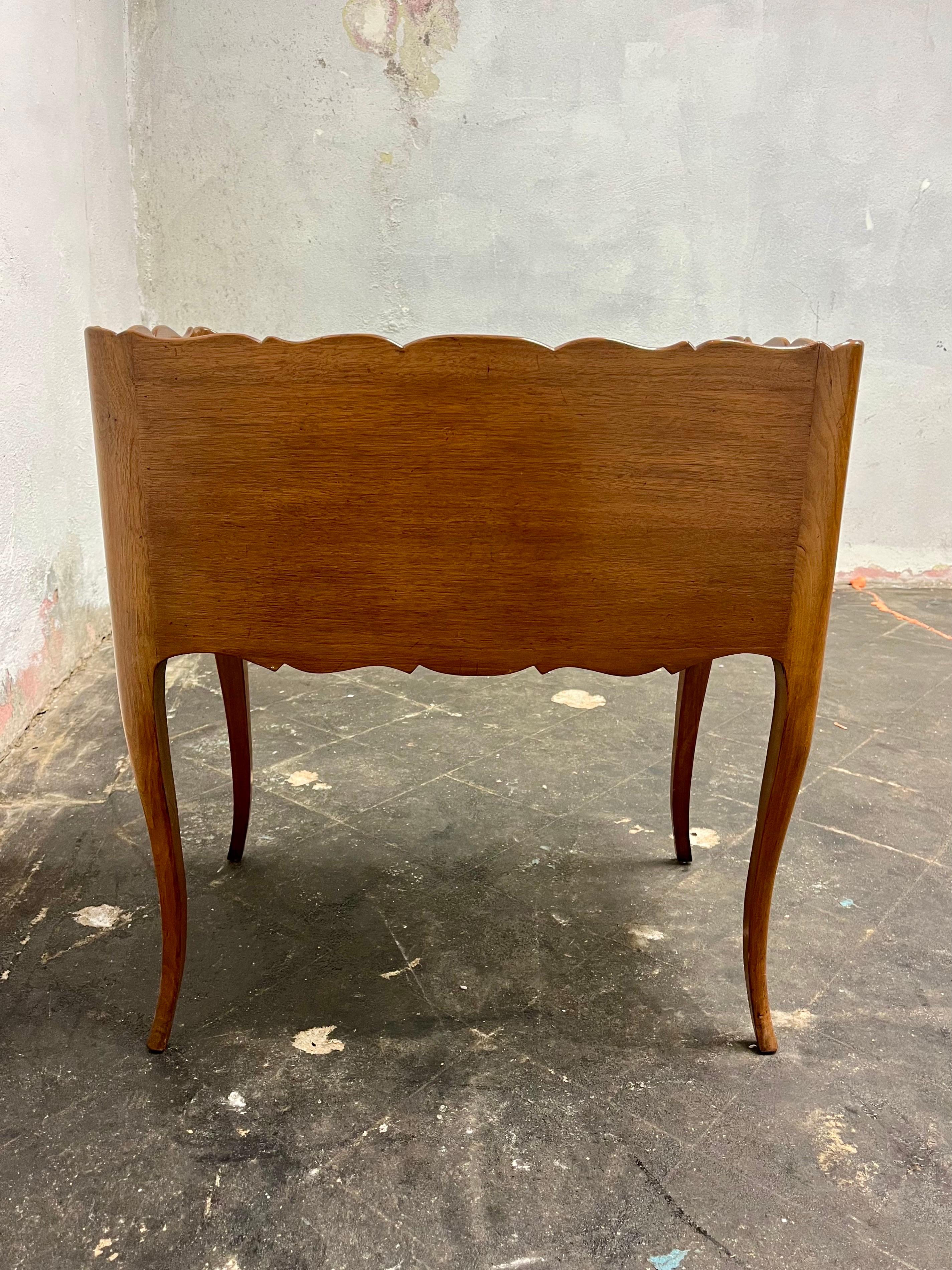 Vintage Country French Louis XV Tambour Bedside Side Table 1
