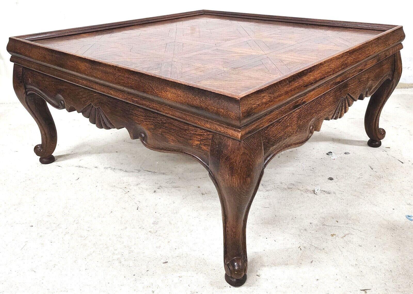 Wood Vintage Country French Parquet Coffee Table by HENREDON