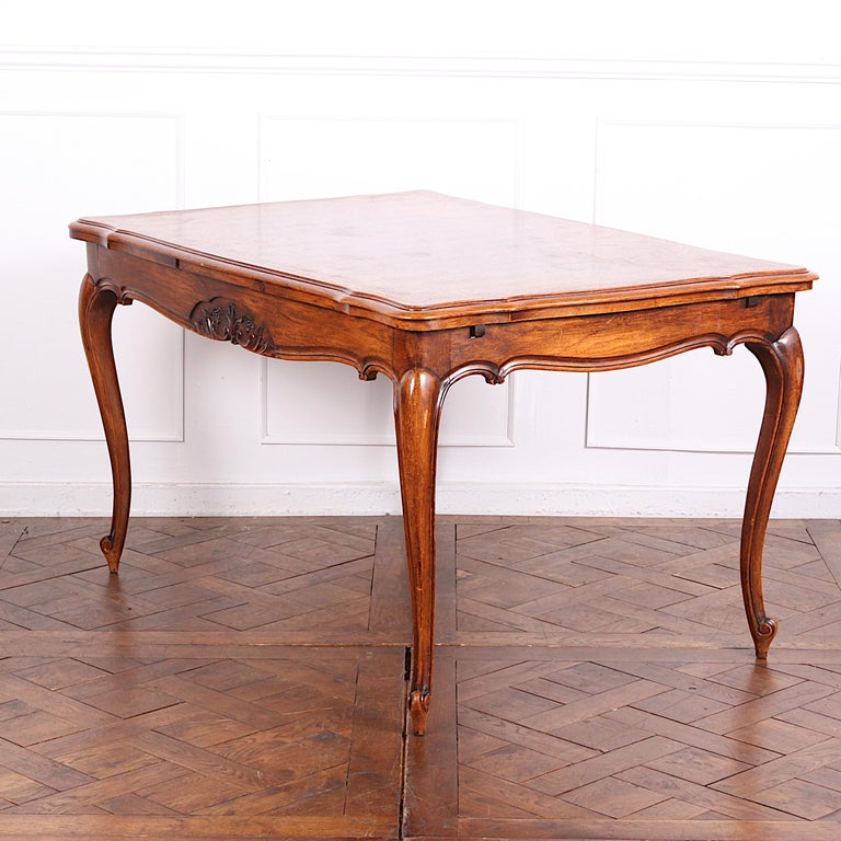 Vintage Country French Parquet-Top Drawleaf Table For Sale 2