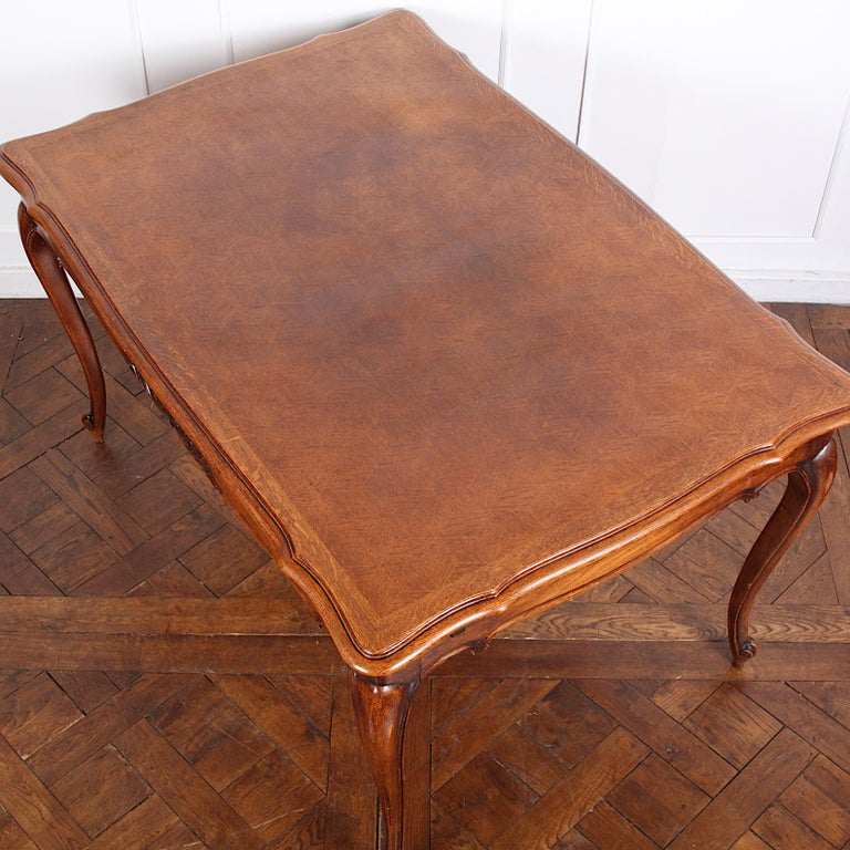 Vintage Country French Parquet-Top Drawleaf Table For Sale 4