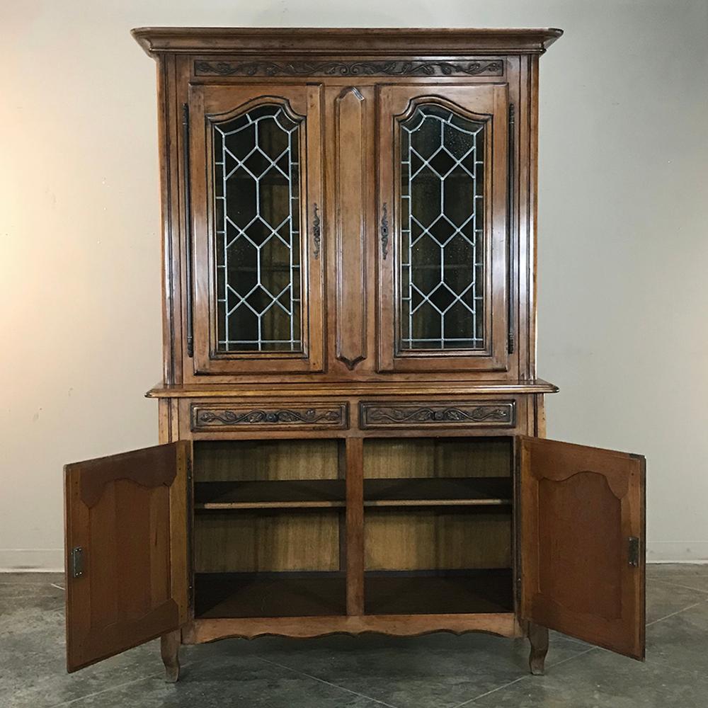 20th Century Vintage Country French Provincial Cherry Wood Display Buffet or Bookcase For Sale