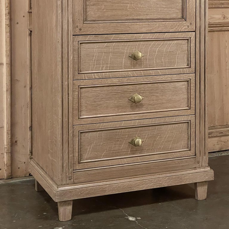 Vintage Country French Secretary Commode in Stripped Oak For Sale at 1stDibs