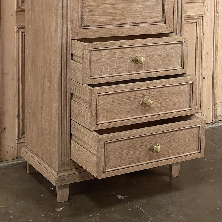 Vintage Country French Secretary Commode in Stripped Oak For Sale at 1stDibs