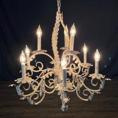 Vintage Country French Style Eight-Armed Chandelier with Acanthus Leaf Motif