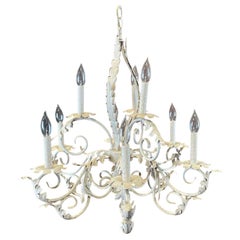 Vintage Country French Style Eight-Armed Chandelier with Acanthus Leaf Motif