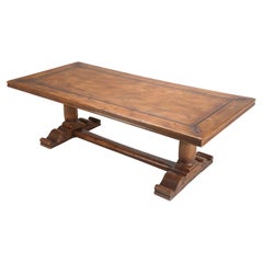 Vintage Country French Walnut Trestle Dining Table by Quinta Perpignan, France