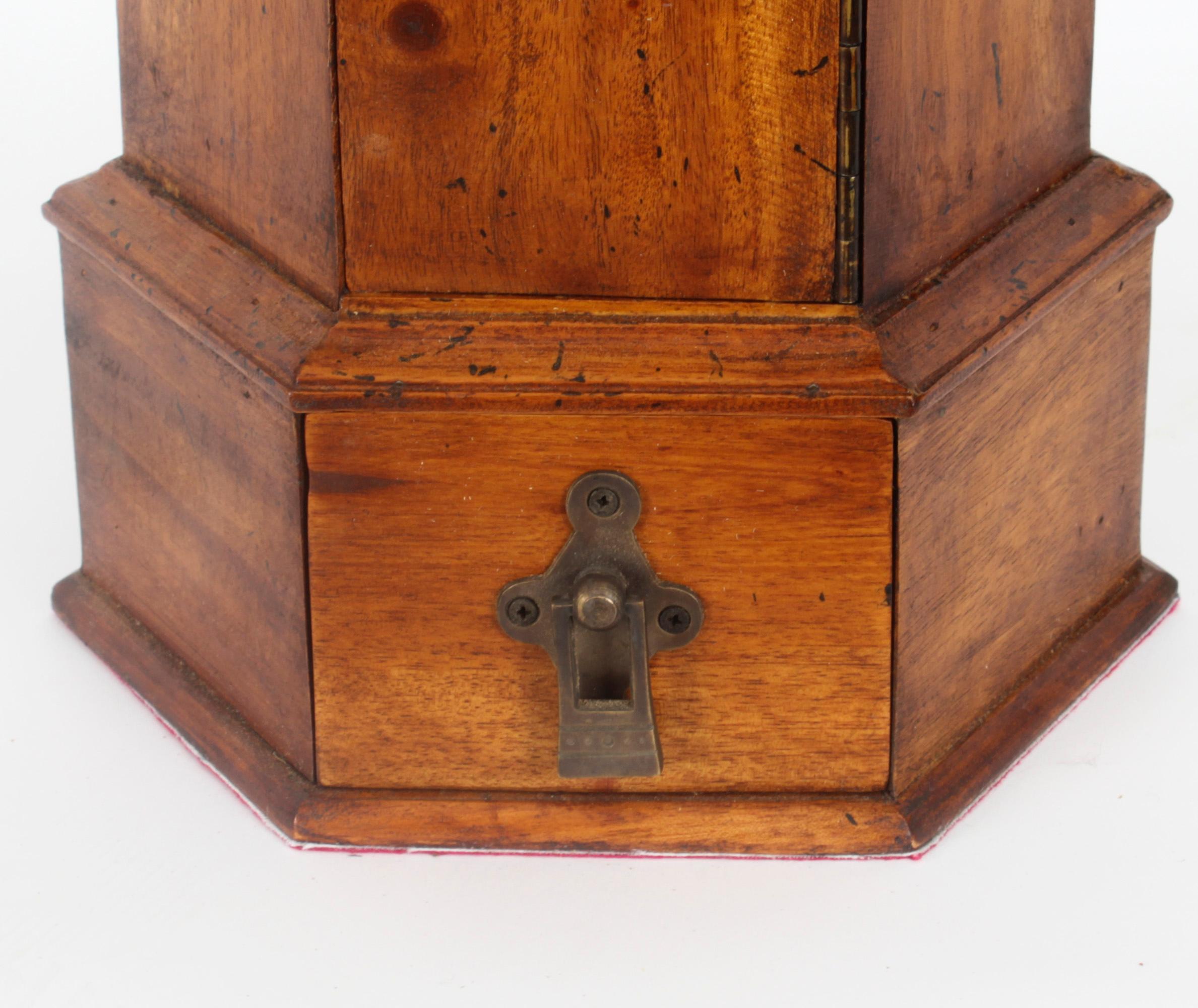 Walnut Vintage Country House Pillar Post Letter Box Cabinet, 20th Century
