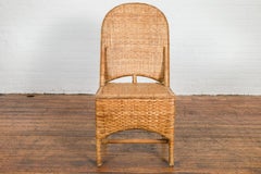 Vintage Rattan Chair with Slanted Back & Long Front Skir