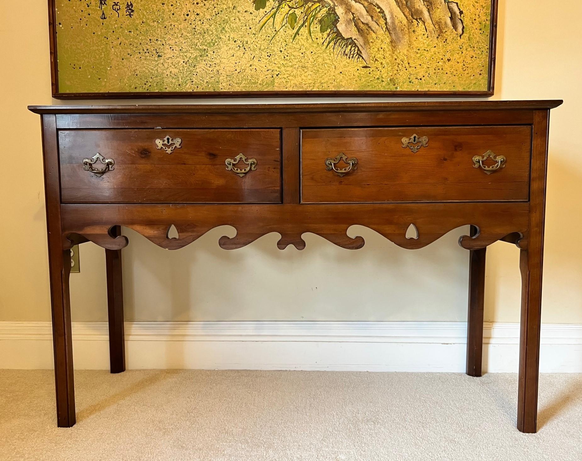 Wright Table Company Two Drawer Credenza with Brass Handles and Escutcheons 4