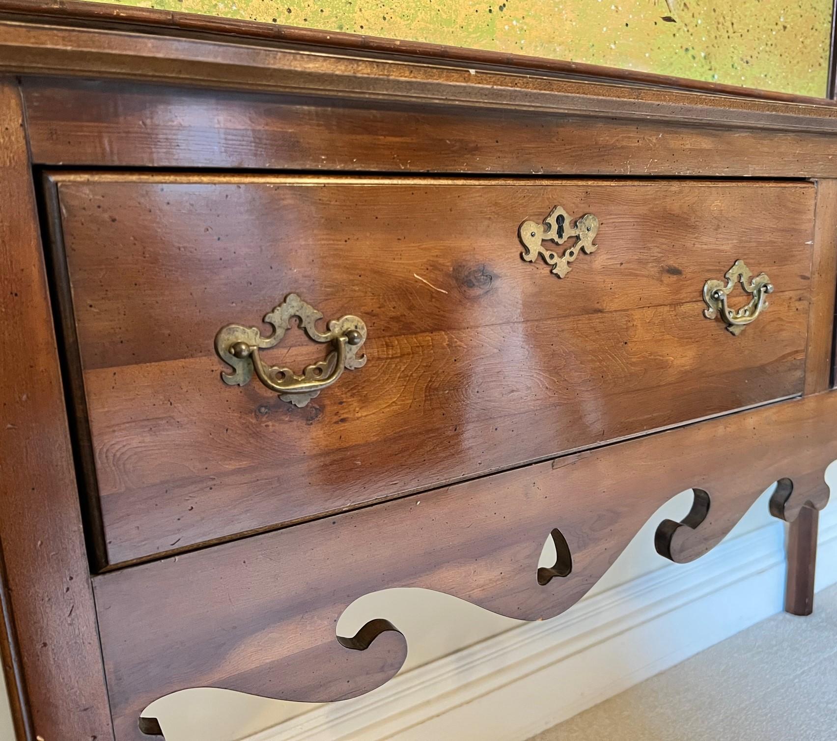 George III Wright Table Company Two Drawer Credenza with Brass Handles and Escutcheons