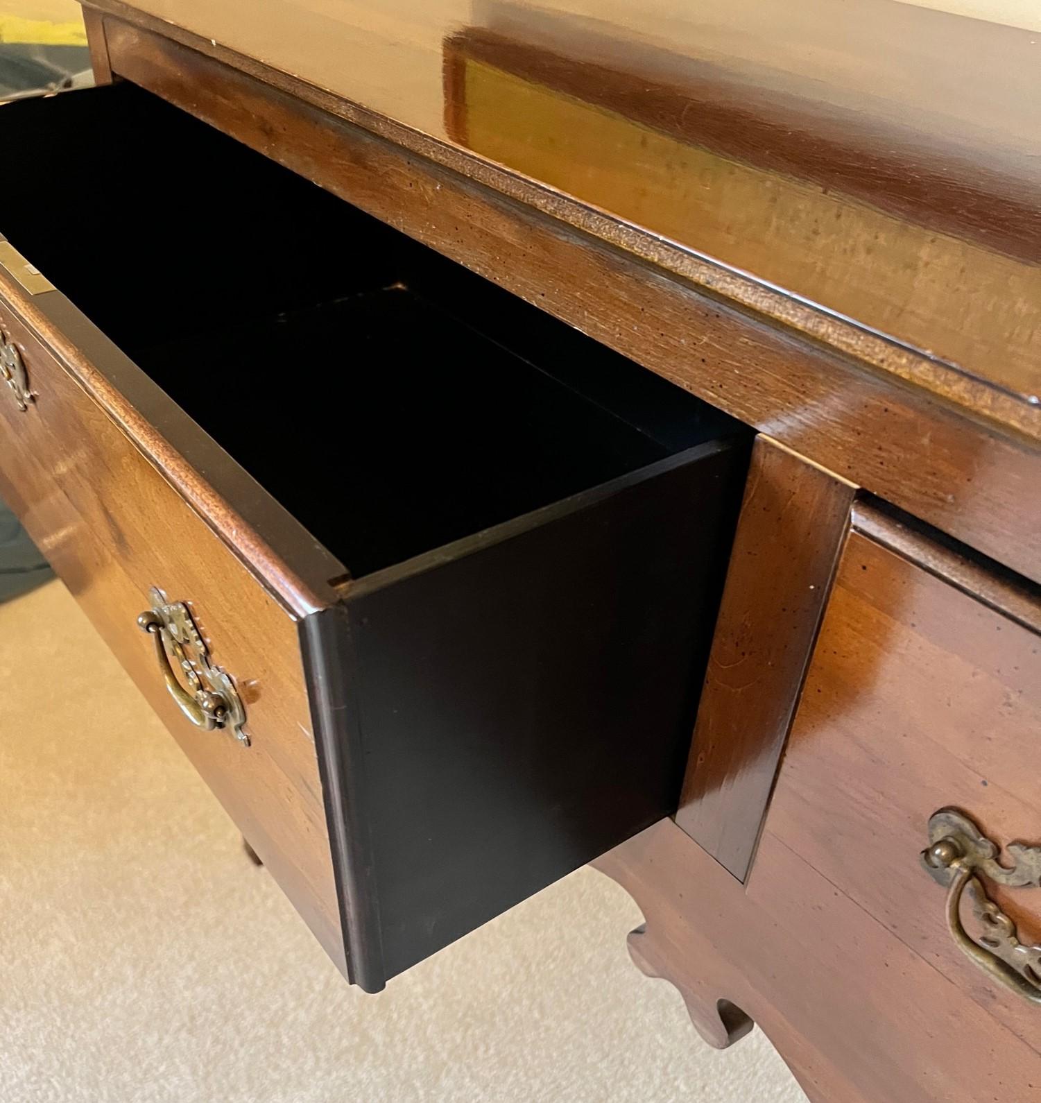 Wright Table Company Two Drawer Credenza with Brass Handles and Escutcheons In Good Condition In Morristown, NJ