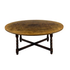 Vintage Country Style Wooden Oval Dining Table with Turned Spindle Legs