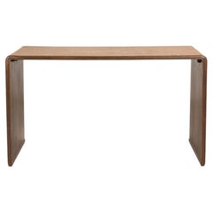 Vintage Country Style Woven Rattan Waterfall Console Table with Wood Frame