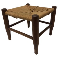 Vintage Woven Seat with Four Legs Adirondack Style Footstool