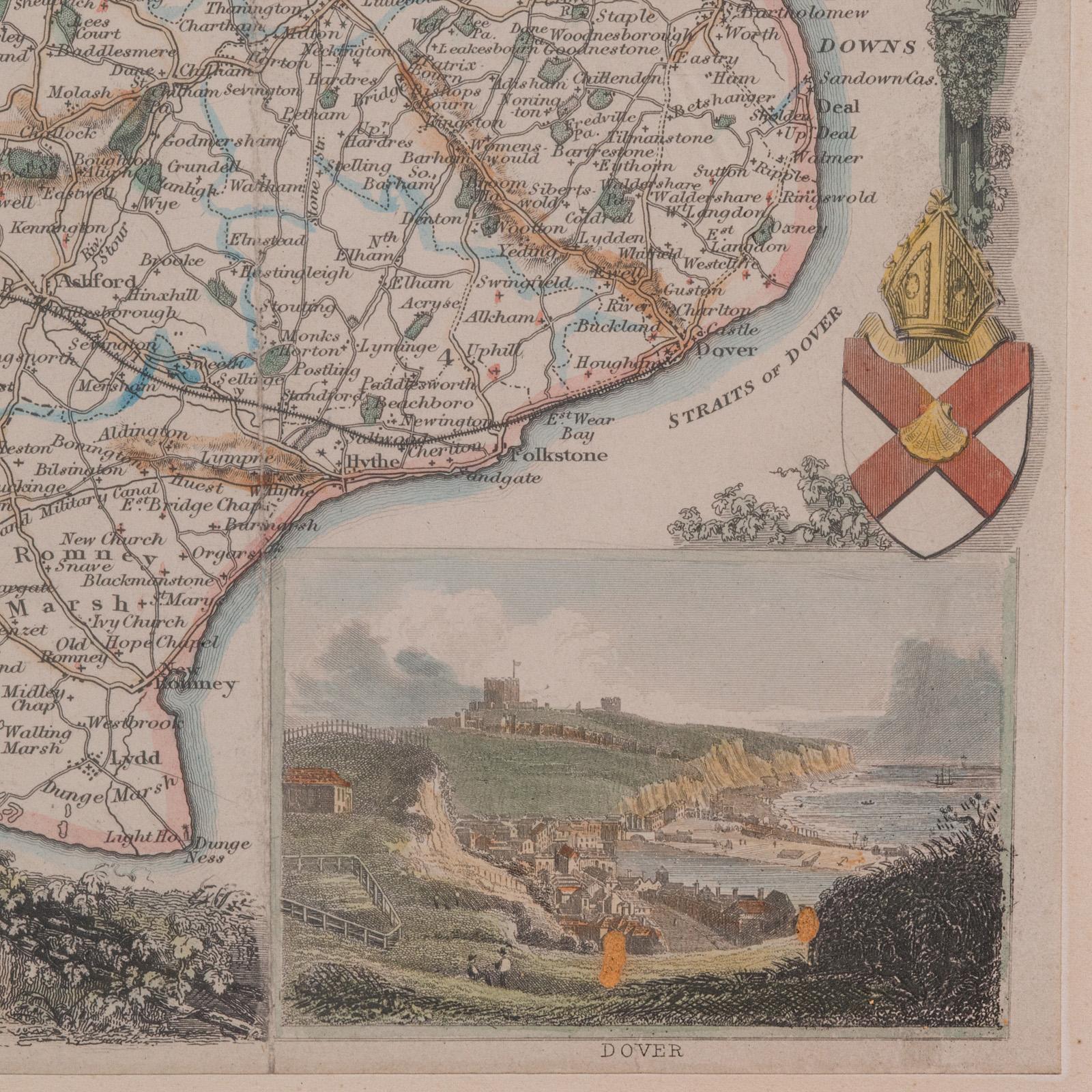 Mapa antiguo del condado de Kent, Historia Cartografía del siglo XIX, según Thomas Moule en venta 2