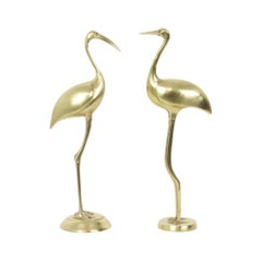 Vintage Couple Brass Cranes Ibis Design Bird Regency