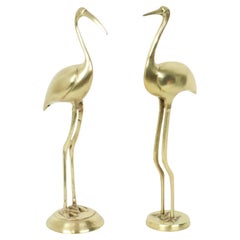Vintage Couple Brass Cranes Ibis Design Bird Regency