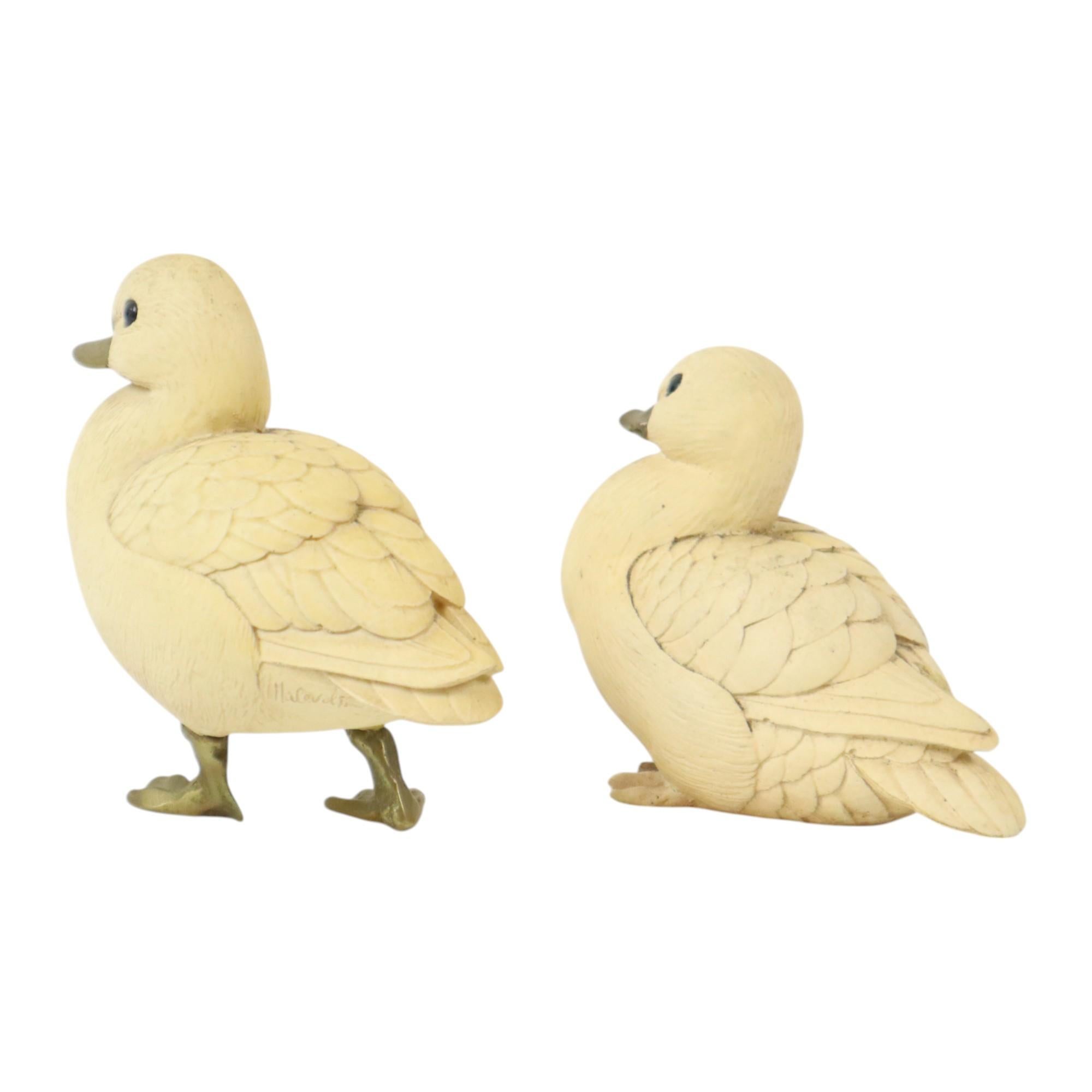 Figurine di coppia di anatre vintage Ellis Malevolti Italia 1970s In condizioni buone a Poperinge, BE