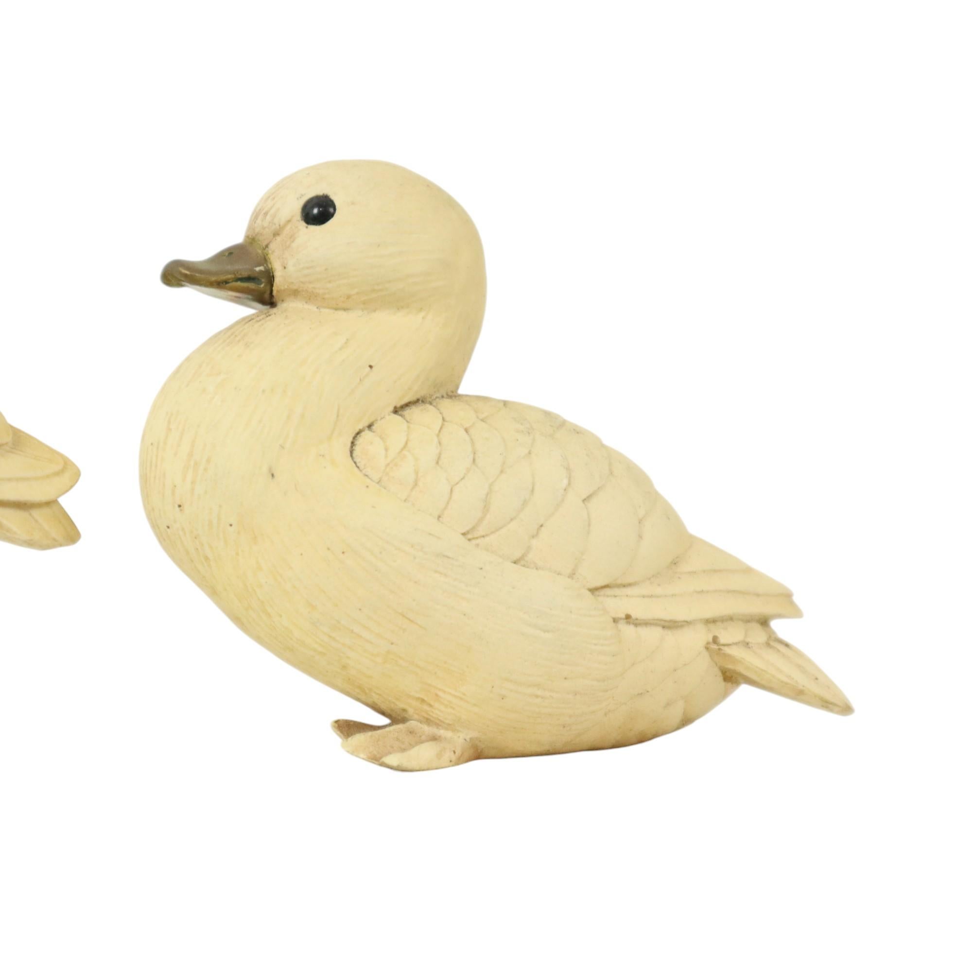 Figurine di coppia di anatre vintage Ellis Malevolti Italia 1970s 1