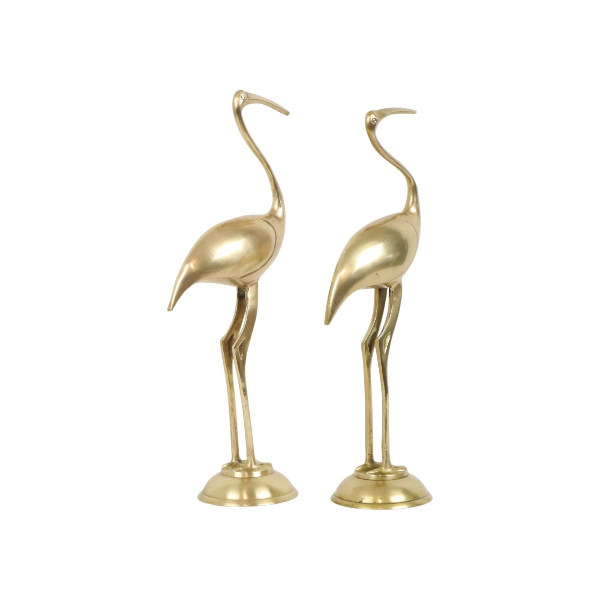 Indiano Coppia vintage MTC Brass Cranes Ibis Design Bird Regency 32cm in vendita
