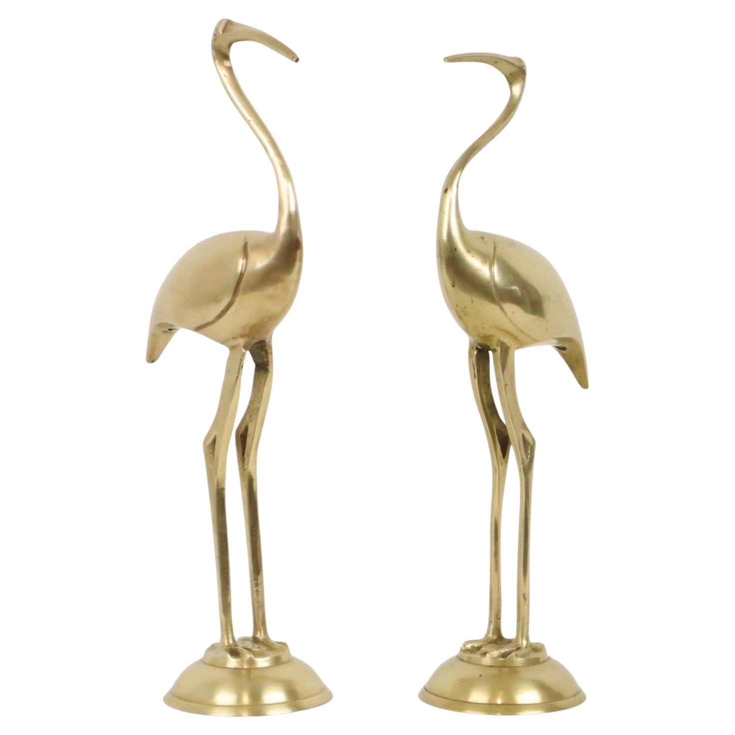 Coppia vintage MTC Brass Cranes Ibis Design Bird Regency 32cm in vendita
