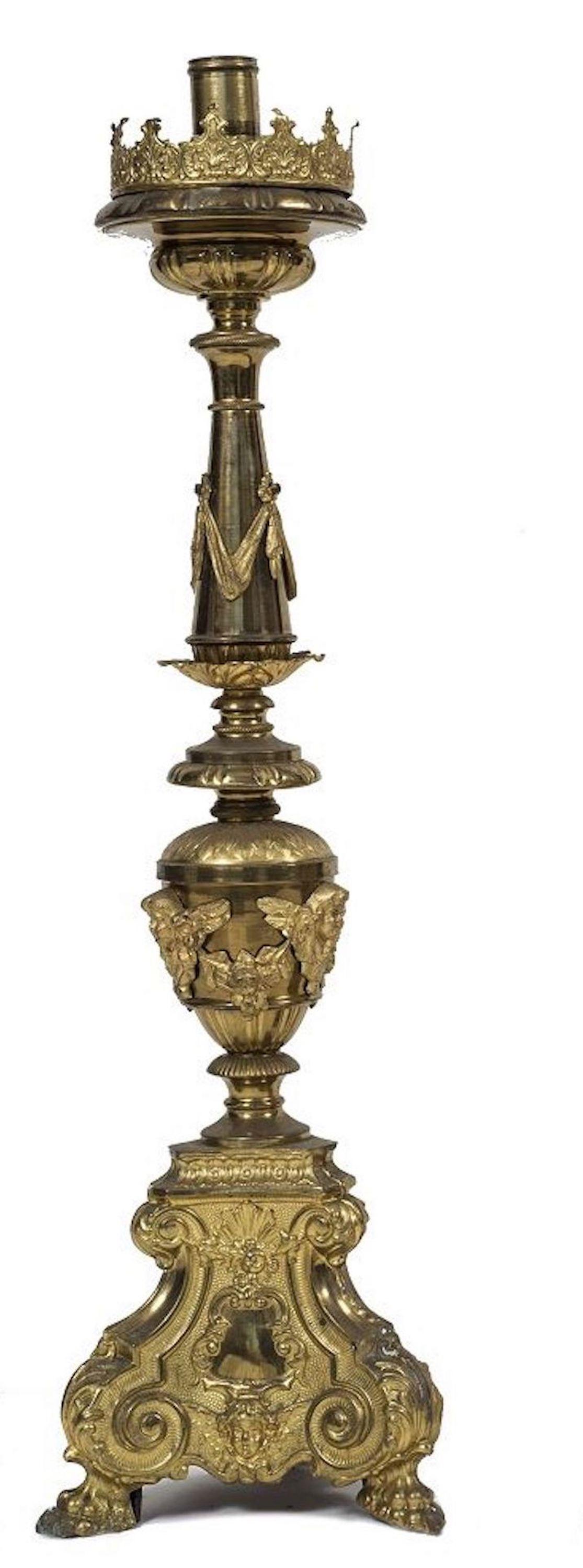 18th Century and Earlier Vintage Pair of Candlesticks, Italian Baroque Style, 18th Century