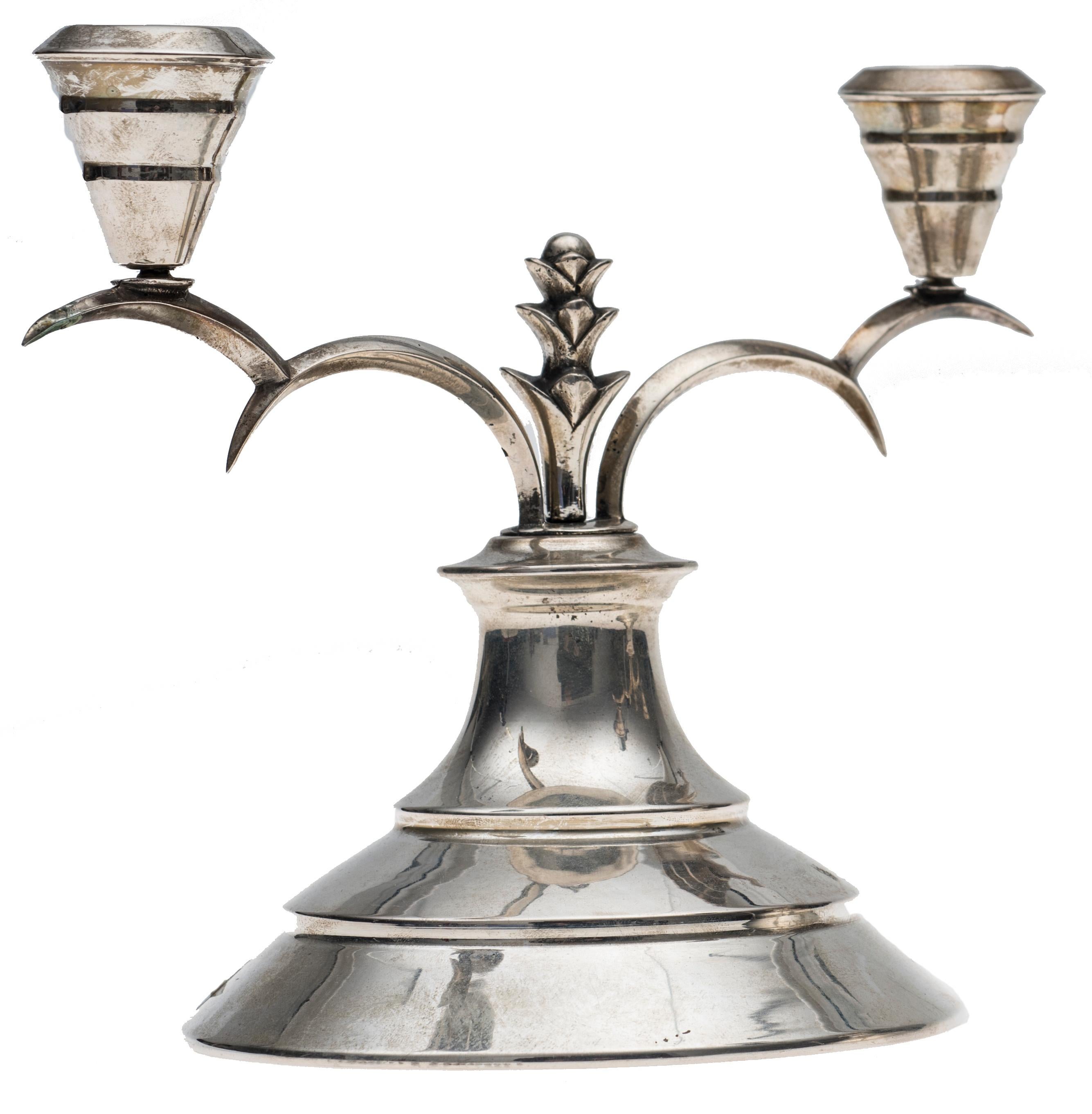 Vintage Pair of Decorative Candleholders, Italian Manufacture, Early 1900 In Good Condition For Sale In Roma, IT