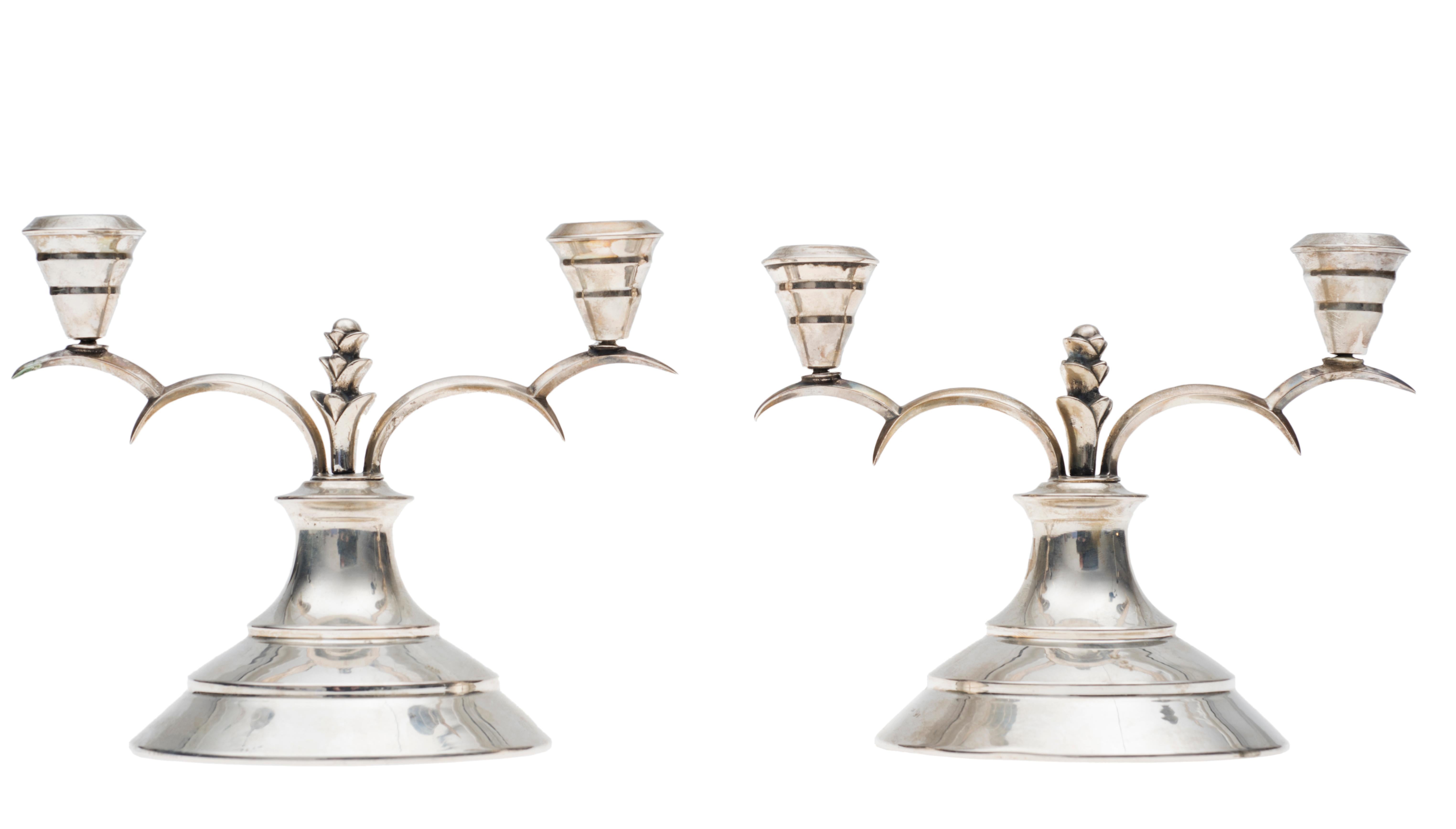 Vintage Pair of Decorative Candleholders, Italian Manufacture, Early 1900 For Sale 1