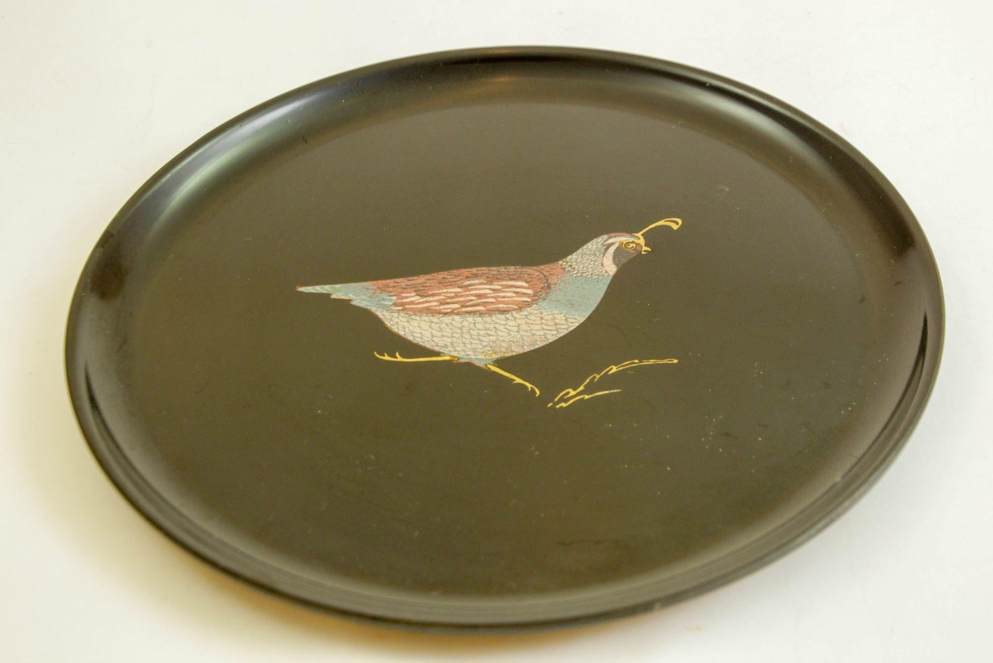 Vintage Couroc-Barzubehör-Serviertablett im Vogeldesign (Bakelit) im Angebot