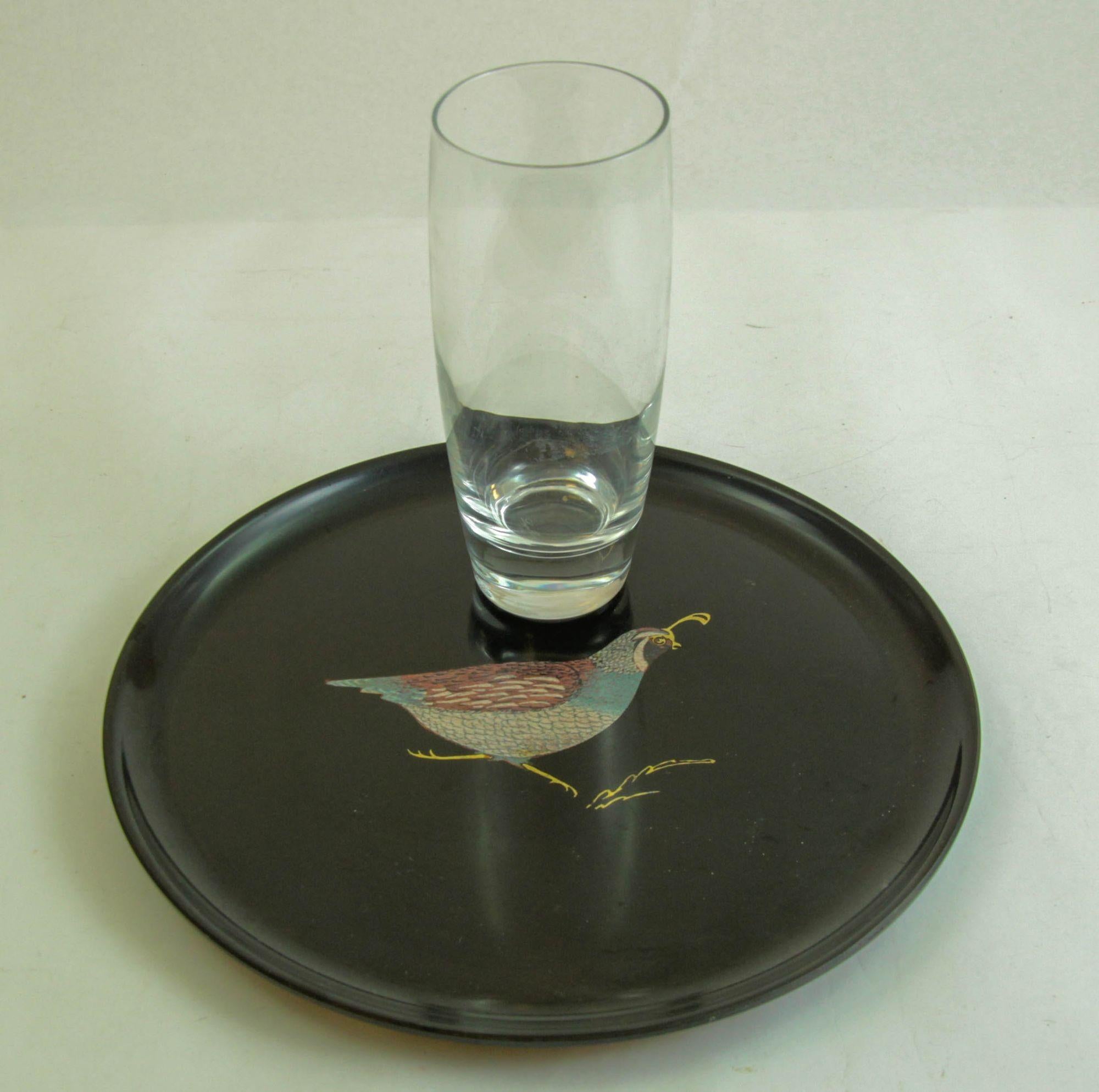 Vintage Couroc-Barzubehör-Serviertablett im Vogeldesign im Angebot 1