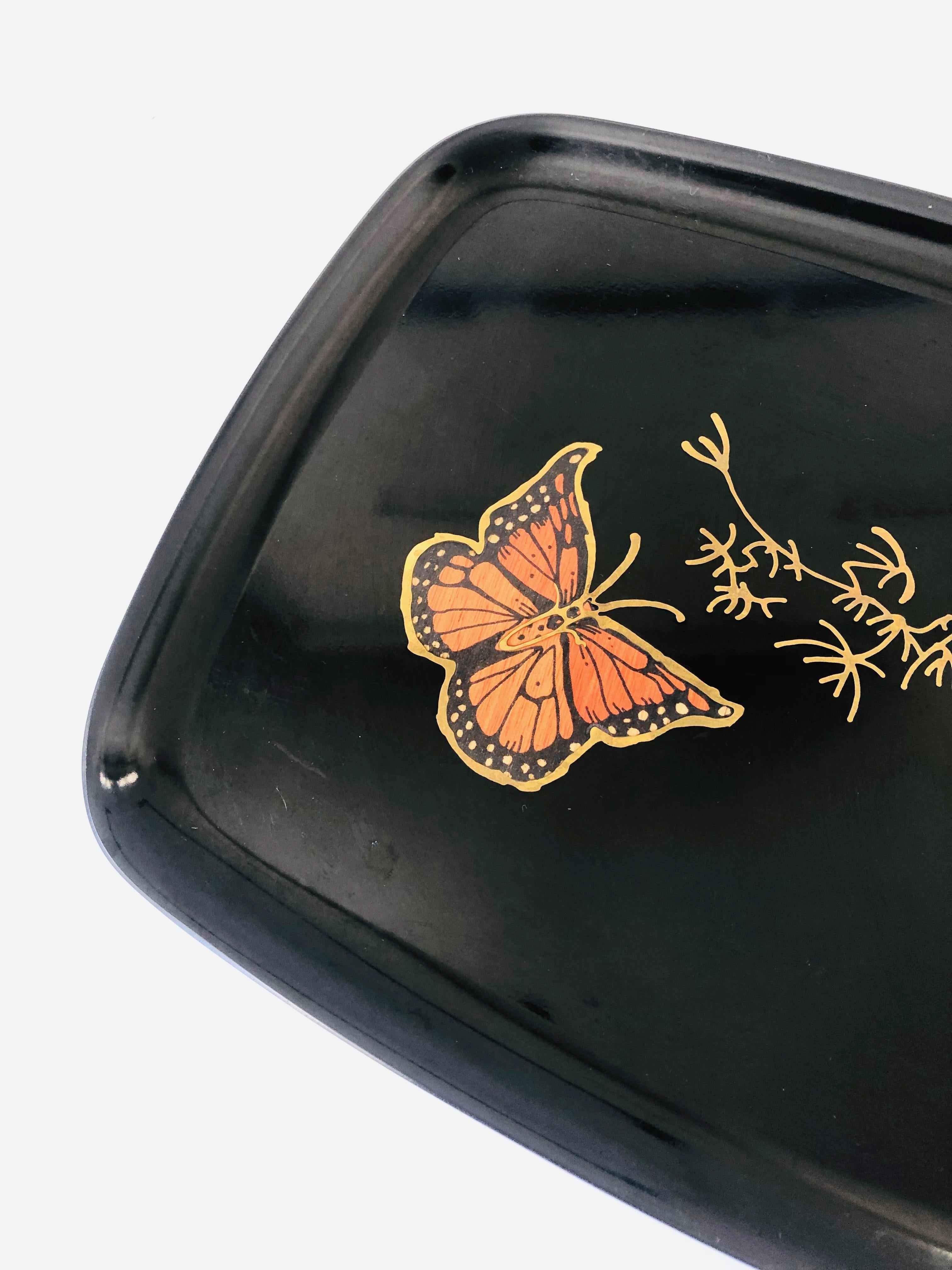 Mid-Century Modern Vintage Couroc Butterfly Tray