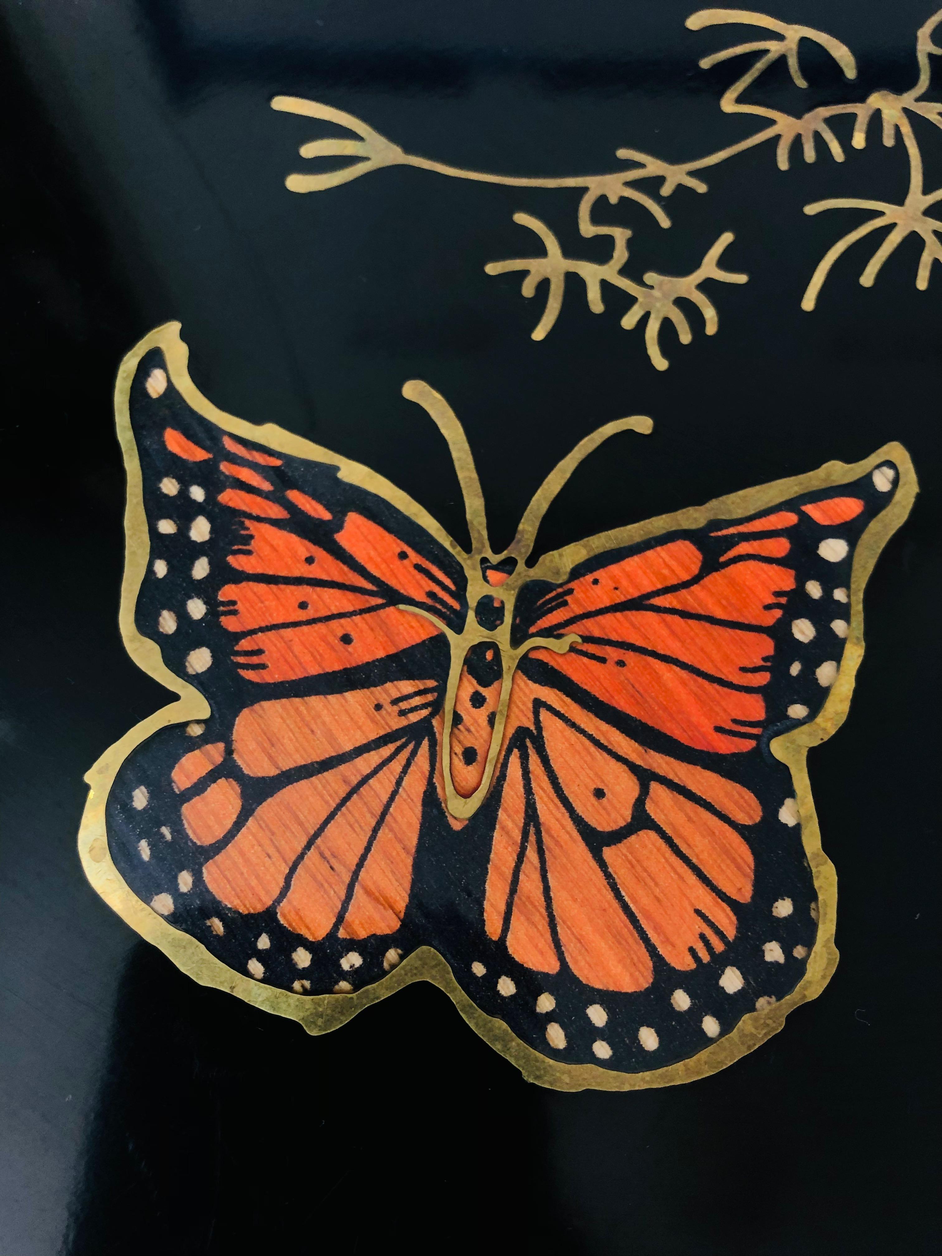 Vintage Couroc Butterfly Tray In Good Condition In Vallejo, CA