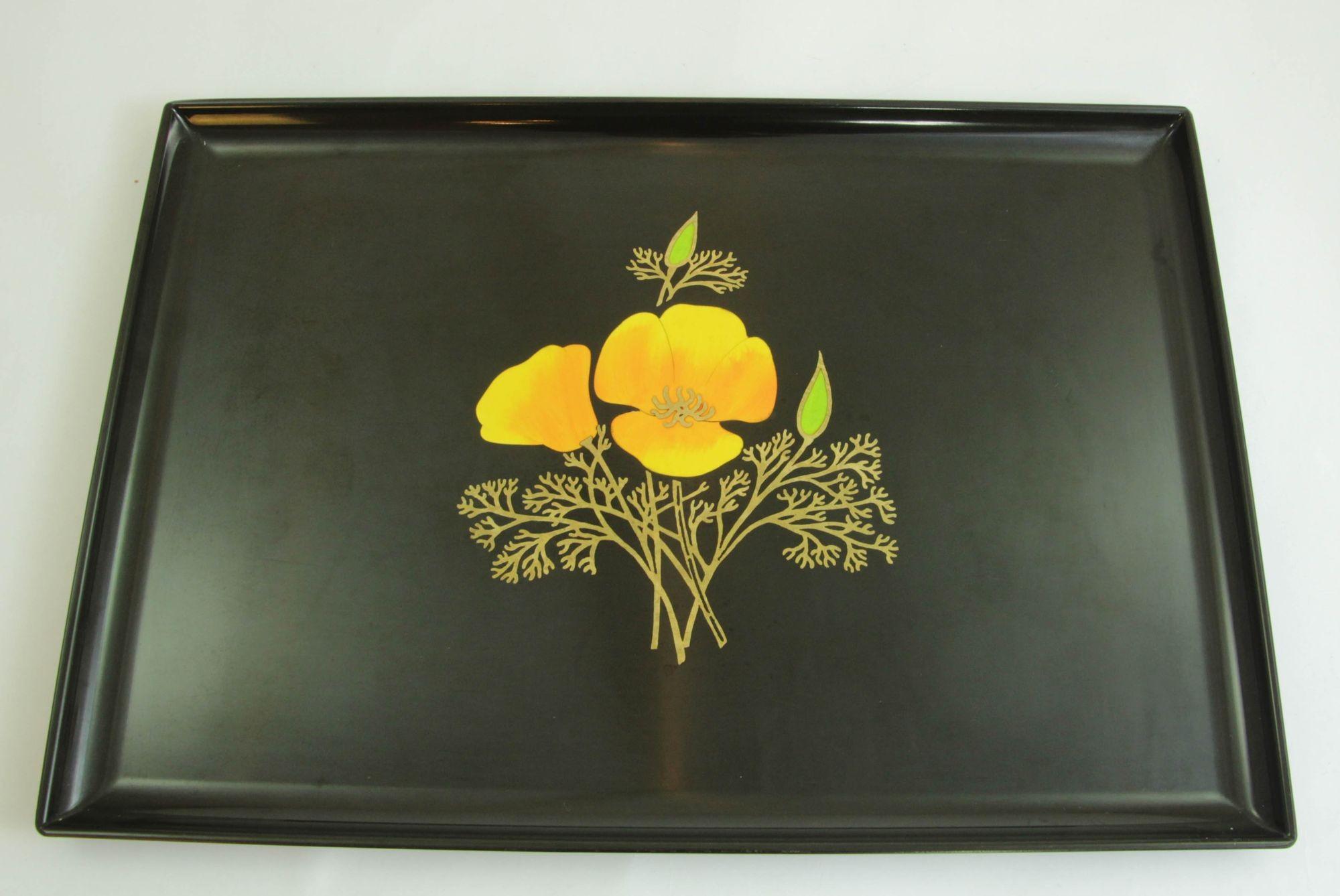 Bandeja de servir Couroc Vintage con diseño floral Estadounidense en venta