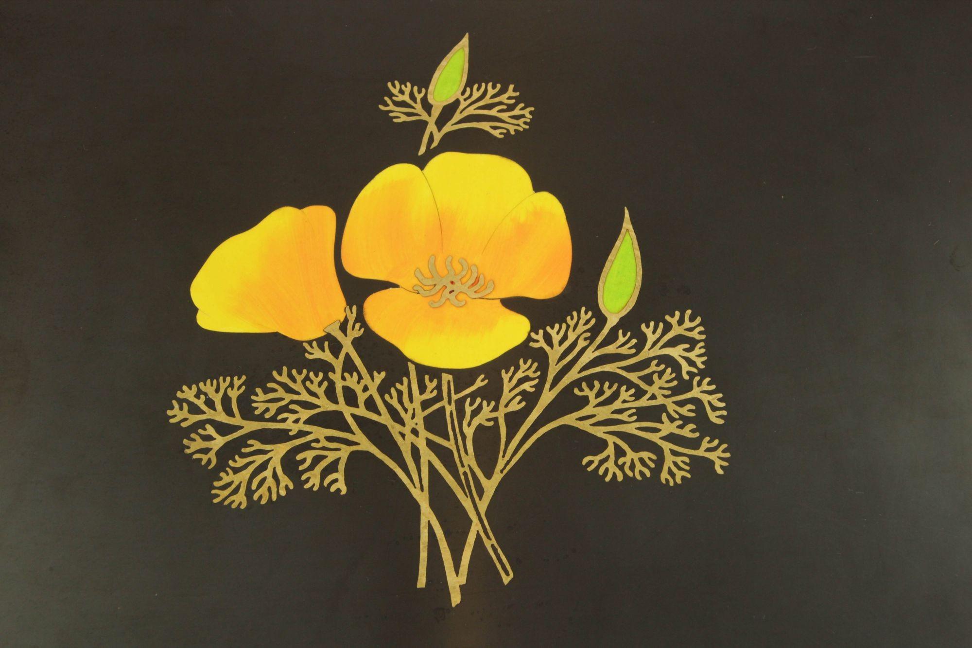 Bandeja de servir Couroc Vintage con diseño floral Hecho a mano en venta