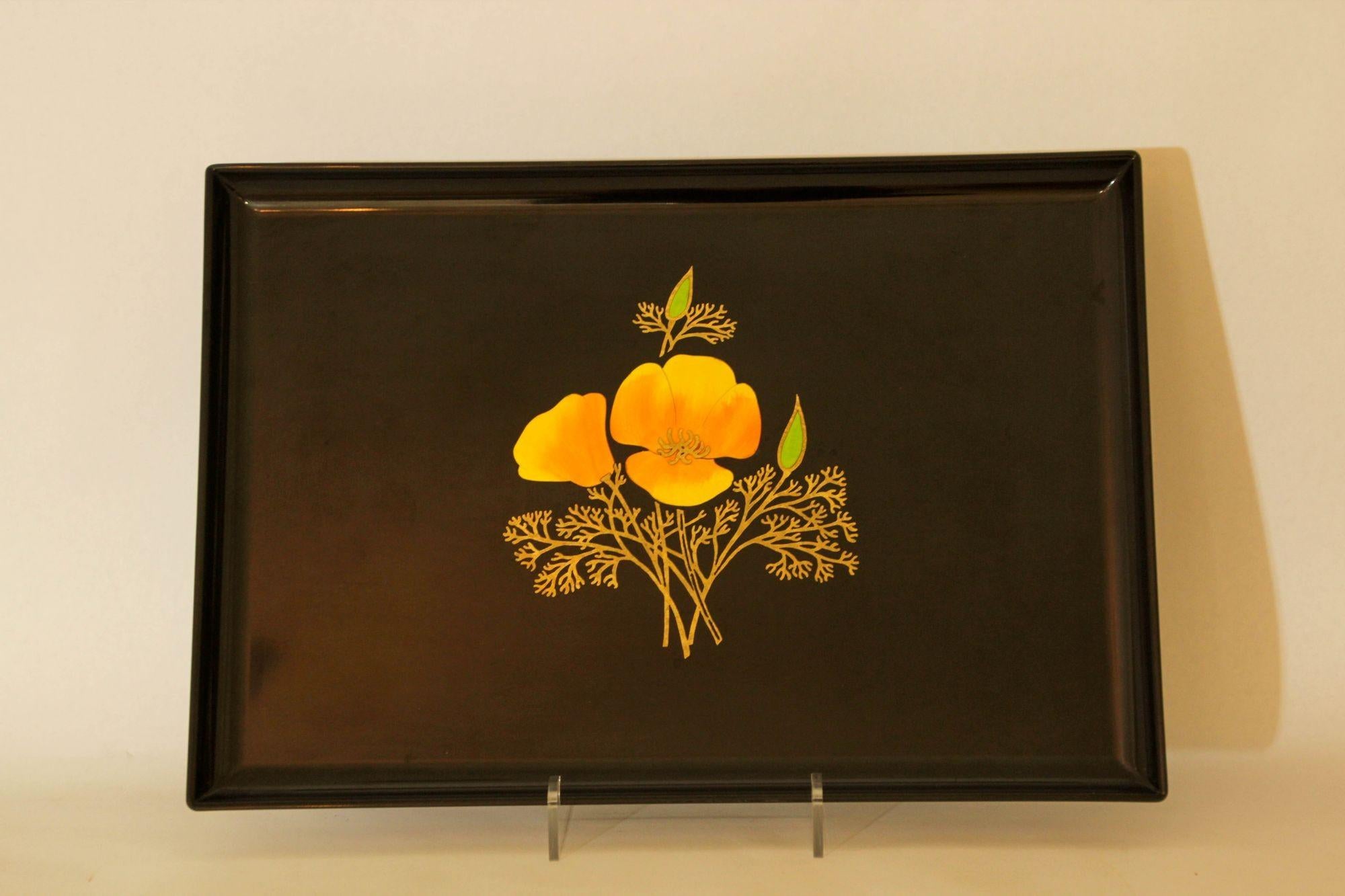 Bandeja de servir Couroc Vintage con diseño floral siglo XX en venta