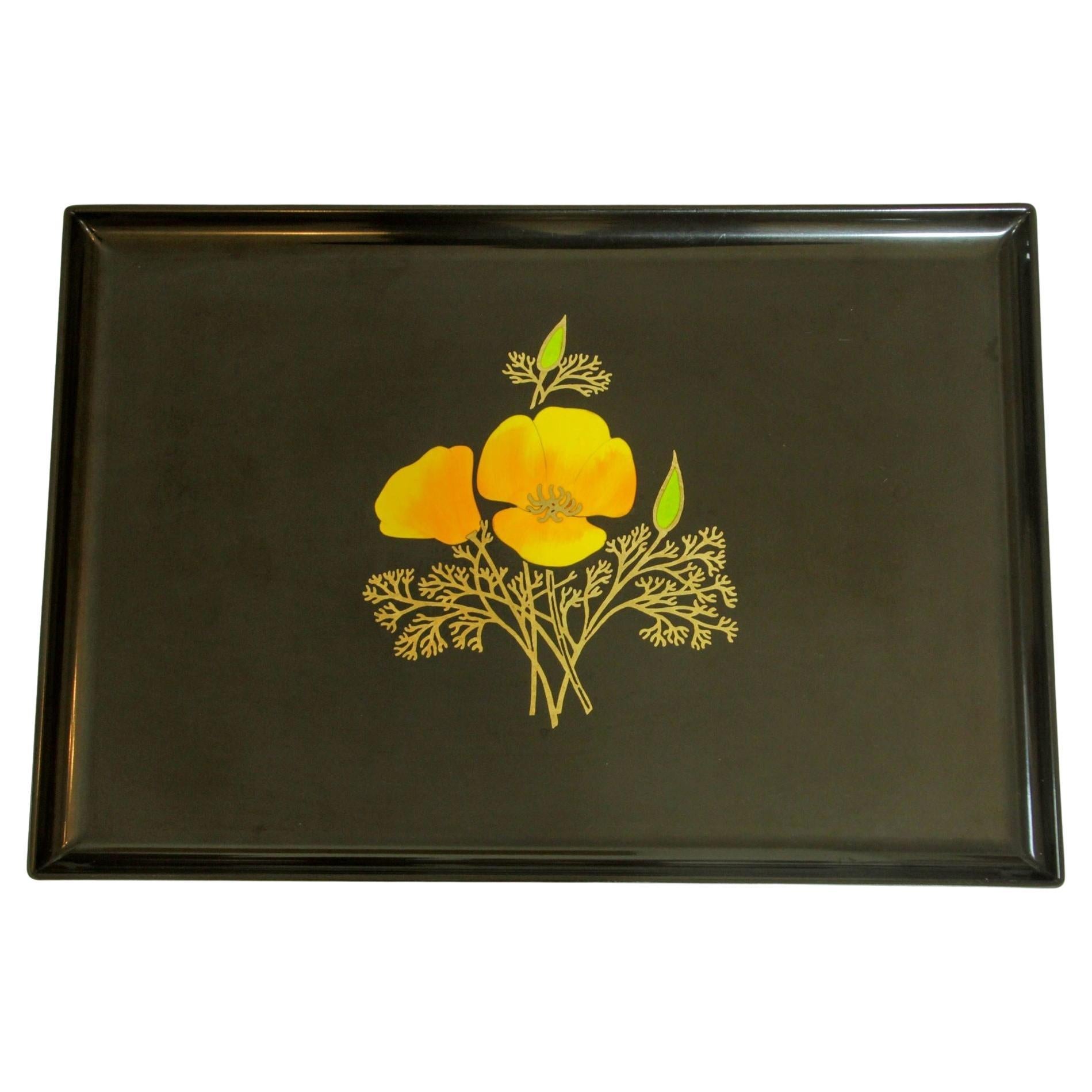 Vintage Couroc Floral Design Barware Serving Tray