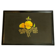 Vintage Couroc Floral Design Barware Serving Tray